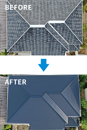 スーパーガルテクトを使用した屋根の施工実績